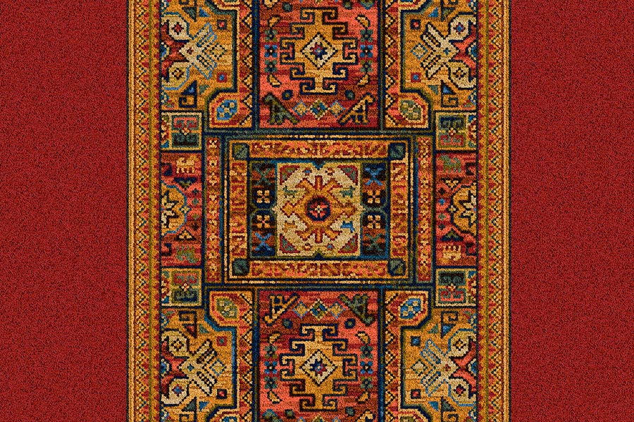 Ulster Carpets Glenavy Ethnic Panel Runner Rust 01/2137